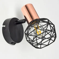 Lampes Vintages & Rétros-hofstein Applique murale Palmira Cuivre, Noir, 1 lumière