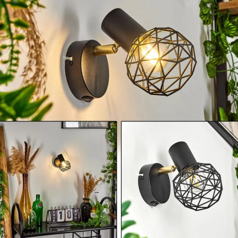 Lampes Dorées-hofstein Applique murale Palmira Or, Noir, 1 lumière