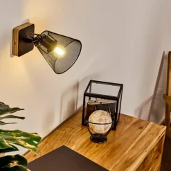 Lampes Vintages & Rétros-hofstein Applique murale Panaguá Bois foncé, Noir, 1 lumière