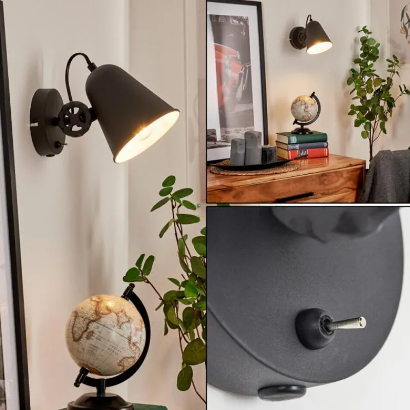 hofstein Applique murale Pany Chrome, Noir, 1 lumière