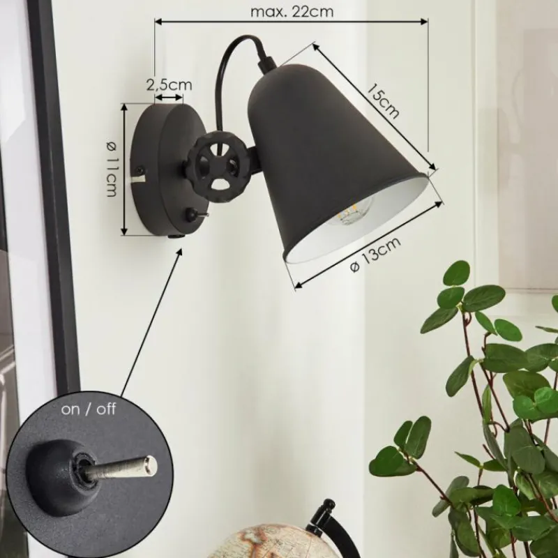 hofstein Applique murale Pany Chrome, Noir, 1 lumière