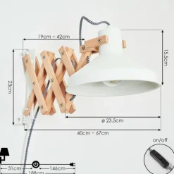 Lampes En Bois-hofstein Applique murale Parlier Bois clair, Blanc, 1 lumière