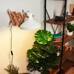 Lampes En Bois-hofstein Applique murale Parlier Bois clair, Blanc, 1 lumière