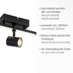 Luminaires Paul Neuhaus Applique murale Paul Neuhaus BARIK LED Noir, 1 lumière* Éclairage Led