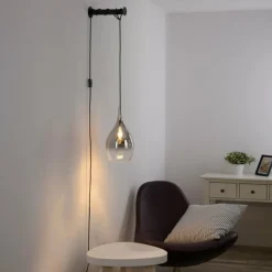 Suspension Verre Fumé-Luminaires Paul Neuhaus Applique murale Paul Neuhaus PILUA Noir, 1 lumière