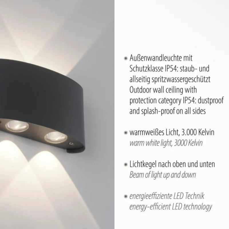 Luminaires Paul Neuhaus Applique murale Paul Neuhaus CARLO LED Anthracite, 4 lumières
