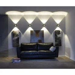 Paul Neuhaus Q-Serie Applique Murale Paul Neuhaus Q-Fisheye LED Acier inoxydable, 2 lumières, Télécommandes, Changeur de couleurs