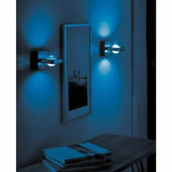 Paul Neuhaus Q-Serie Applique Murale Paul Neuhaus Q-Fisheye LED Acier inoxydable, 2 lumières, Télécommandes, Changeur de couleurs