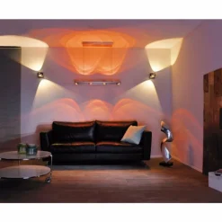 Paul Neuhaus Q-Serie Applique Murale Paul Neuhaus Q-Fisheye LED Acier inoxydable, 2 lumières, Télécommandes, Changeur de couleurs