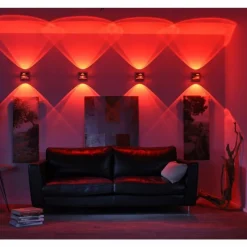 Paul Neuhaus Q-Serie Applique Murale Paul Neuhaus Q-Fisheye LED Acier inoxydable, 2 lumières, Télécommandes, Changeur de couleurs