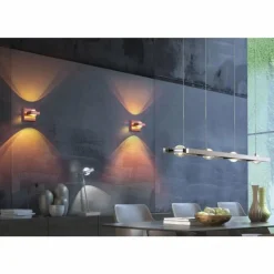 Paul Neuhaus Q-Serie Applique Murale Paul Neuhaus Q-Fisheye LED Acier inoxydable, 2 lumières, Télécommandes, Changeur de couleurs