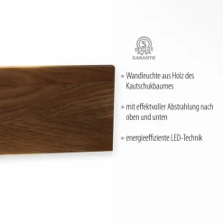 Lampes En Bois-Luminaires Paul Neuhaus Applique murale Paul-Neuhaus PALMA Gris, Bois clair, 1 lumière