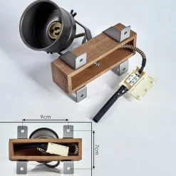 Lampes Industrielles-hofstein Applique murale Pehefito Gris, Bois foncé, Noir, 1 lumière