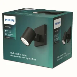 Luminaires Philips Applique murale Philips myLiving Runner Noir, 1 lumière* Spots Et Projecteurs