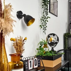 Lampes Dorées-hofstein Applique murale Pistrino Chrome, Noir, 1 lumière