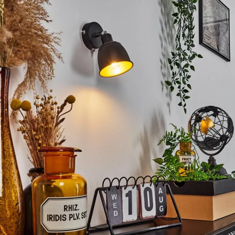 Lampes Dorées-hofstein Applique murale Pistrino Chrome, Noir, 1 lumière