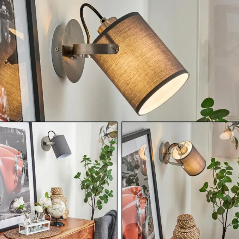 Lampes En Tissu-hofstein Applique murale Puelches Nickel mat, Noir, 1 lumière