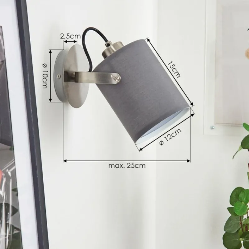 Lampes En Tissu-hofstein Applique murale Puelches Nickel mat, Noir, 1 lumière