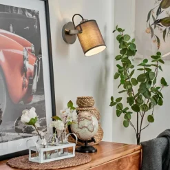 Lampes En Tissu-hofstein Applique murale Puelches Nickel mat, Noir, 1 lumière