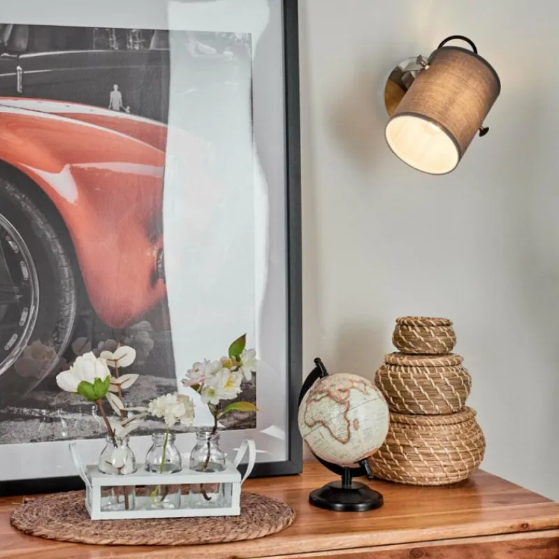 Lampes En Tissu-hofstein Applique murale Puelches Nickel mat, Noir, 1 lumière