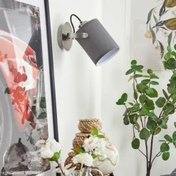 Lampes En Tissu-hofstein Applique murale Puelches Nickel mat, Noir, 1 lumière