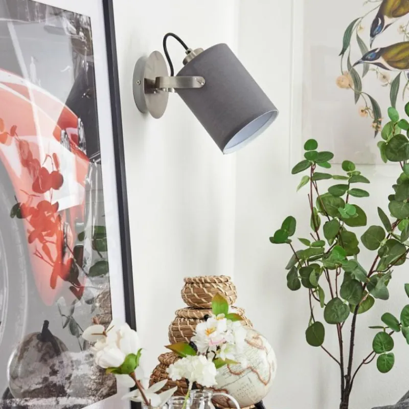 Lampes En Tissu-hofstein Applique murale Puelches Nickel mat, Noir, 1 lumière