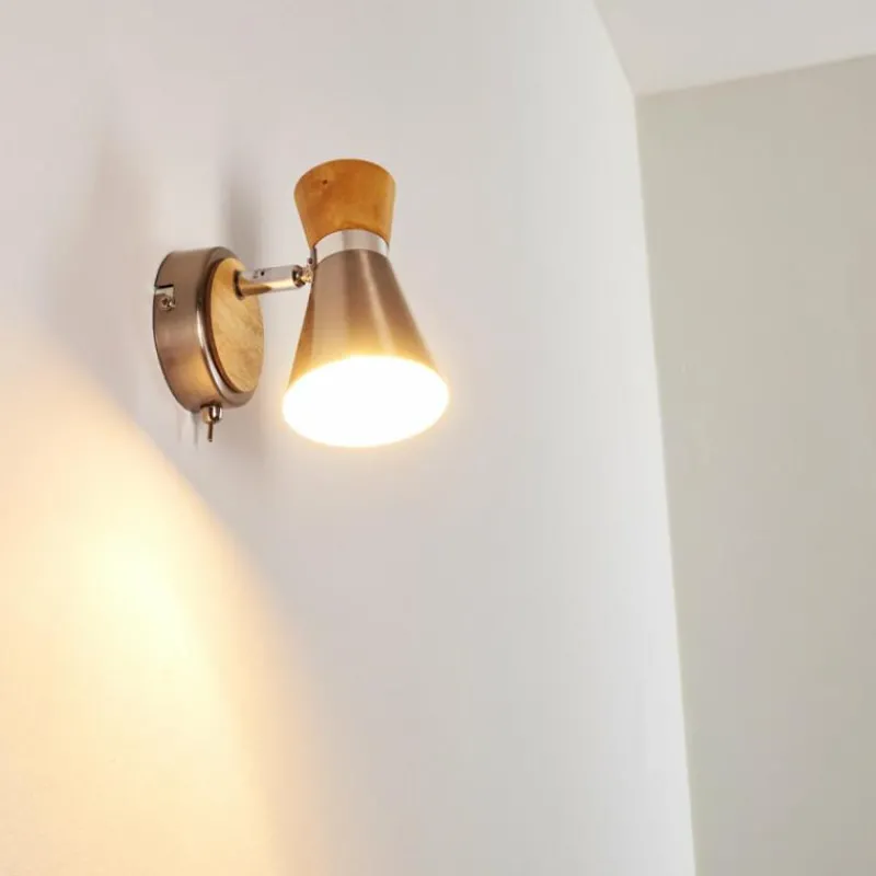 Lampes En Bois-hofstein Applique murale Pulau Bois clair, Nickel mat, 1 lumière