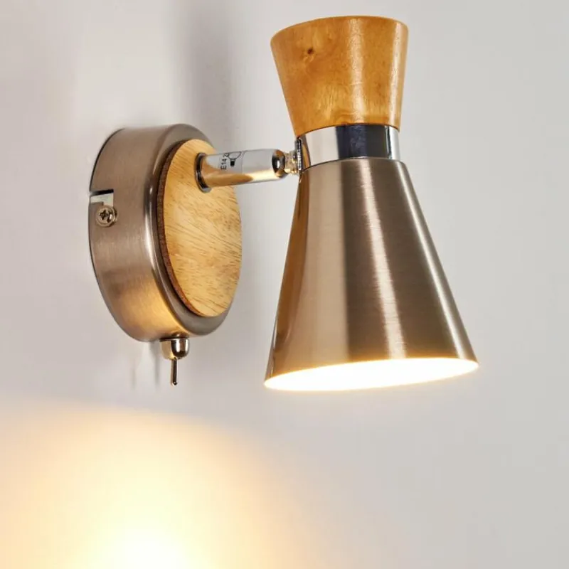 Lampes En Bois-hofstein Applique murale Pulau Bois clair, Nickel mat, 1 lumière