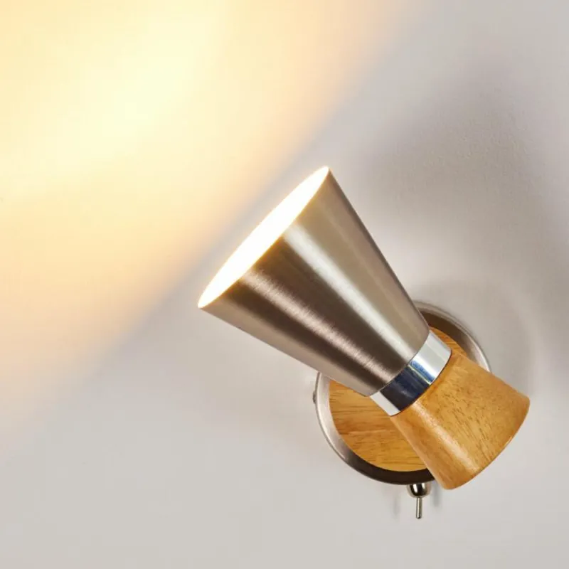 Lampes En Bois-hofstein Applique murale Pulau Bois clair, Nickel mat, 1 lumière