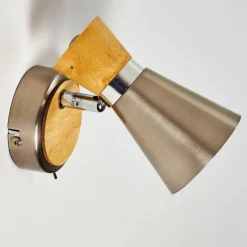 Lampes En Bois-hofstein Applique murale Pulau Bois clair, Nickel mat, 1 lumière