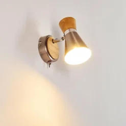 Lampes En Bois-hofstein Applique murale Pulau Bois clair, Nickel mat, 1 lumière