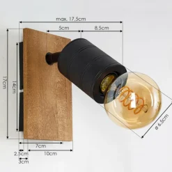 Lampes Vintages & Rétros-hofstein Applique murale Raccuia Bois foncé, Noir, 1 lumière