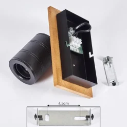 Lampes Vintages & Rétros-hofstein Applique murale Raccuia Bois foncé, Noir, 1 lumière