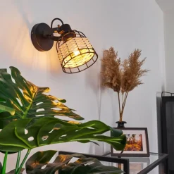 hofstein Applique murale Recinto Bois foncé, Noir, 1 lumière