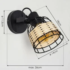 hofstein Applique murale Recinto Bois foncé, Noir, 1 lumière