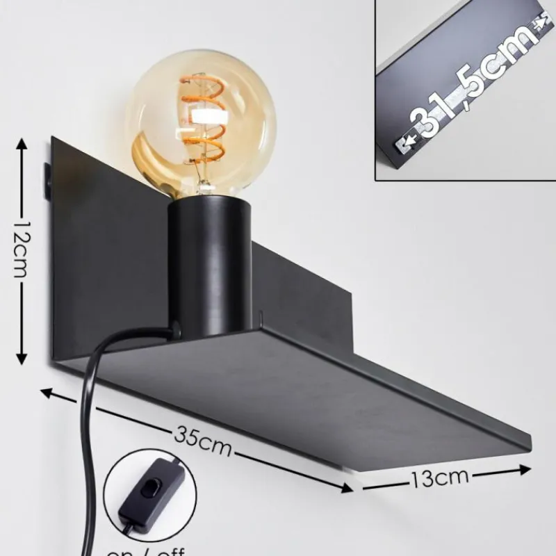 hofstein Applique murale Reftele Noir, 1 lumière