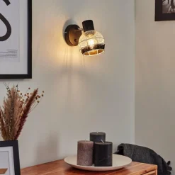 Lampes Vintages & Rétros-hofstein Applique murale Revsbotn Chrome, Noir, 1 lumière