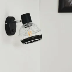 Lampes Vintages & Rétros-hofstein Applique murale Revsbotn Chrome, Noir, 1 lumière