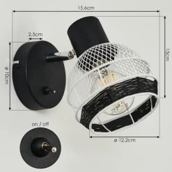 Lampes Vintages & Rétros-hofstein Applique murale Revsbotn Chrome, Noir, 1 lumière