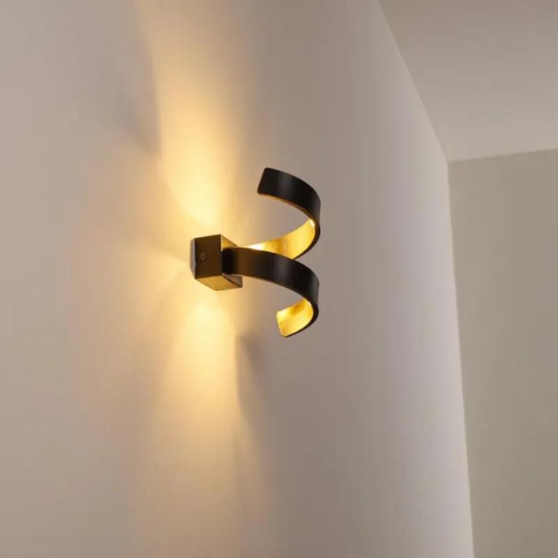 Lampes Dorées-hofstein Applique murale Rezat LED Noir doré, 1 lumière