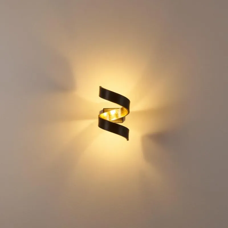 Lampes Dorées-hofstein Applique murale Rezat LED Noir doré, 1 lumière