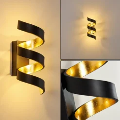 Lampes Art Déco-hofstein Applique murale Rezat LED Noir doré, 1 lumière