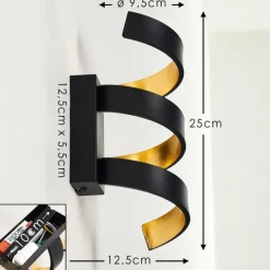 Lampes Art Déco-hofstein Applique murale Rezat LED Noir doré, 1 lumière