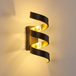 Lampes Art Déco-hofstein Applique murale Rezat LED Noir doré, 1 lumière