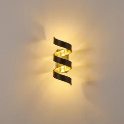 Lampes Art Déco-hofstein Applique murale Rezat LED Noir doré, 1 lumière