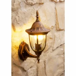 Luminaires Rustiques-hofstein Applique murale Ribadeo UP Brun doré, 1 lumière