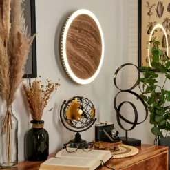 hofstein Applique murale Rocha LED Brun, Couleur bois, Noir, 1 lumière