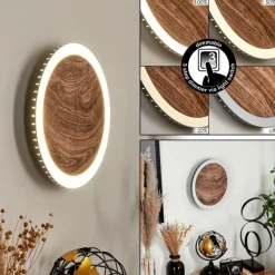 hofstein Applique murale Rocha LED Brun, Couleur bois, Noir, 1 lumière