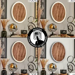 hofstein Applique murale Rocha LED Brun, Couleur bois, Noir, 1 lumière