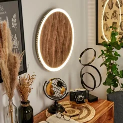 hofstein Applique murale Rocha LED Brun, Couleur bois, Noir, 1 lumière